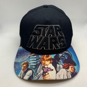 Star Wars Bubble Letter Logo Character Print Acrylic/Wool/Polyester Snapback Hat